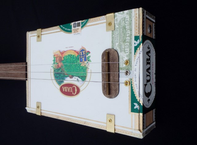 White Cuaba cigar box guitar from Wires and Wood