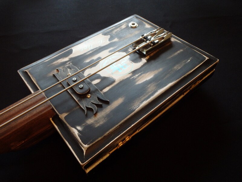 Le Biyou 1922 Black Rat Wires and Wood Cigar Box Guitar